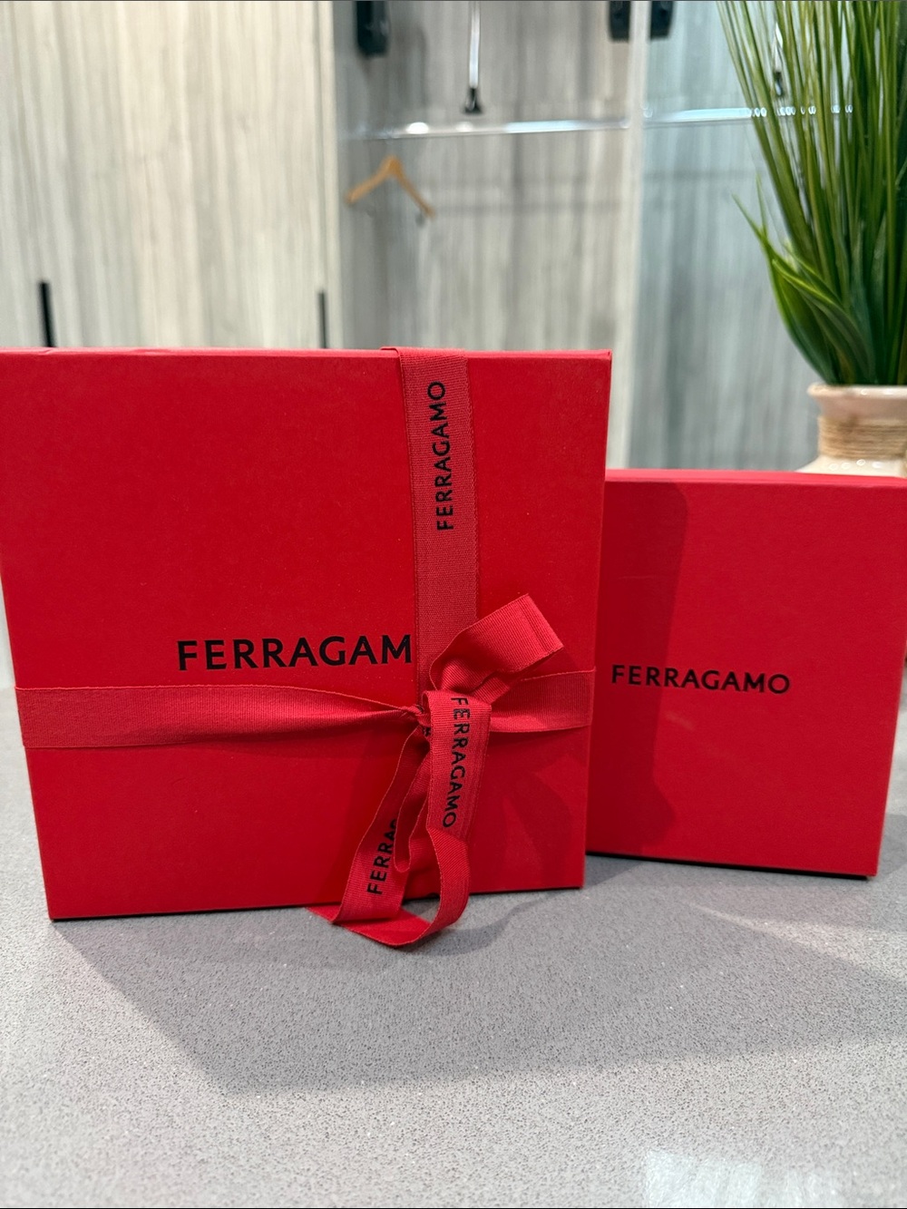 Ferragamo Red Gift Boxes with Ribbon